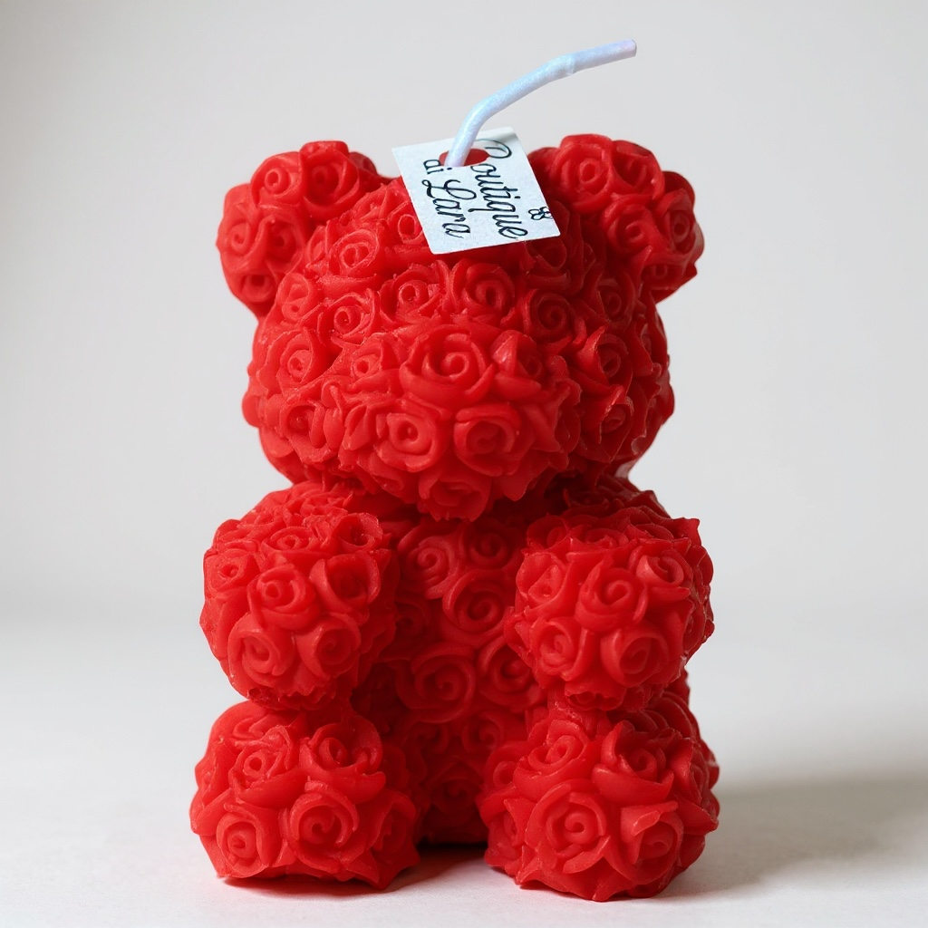 CANDELA ORSETTO DI ROSE ROSSO