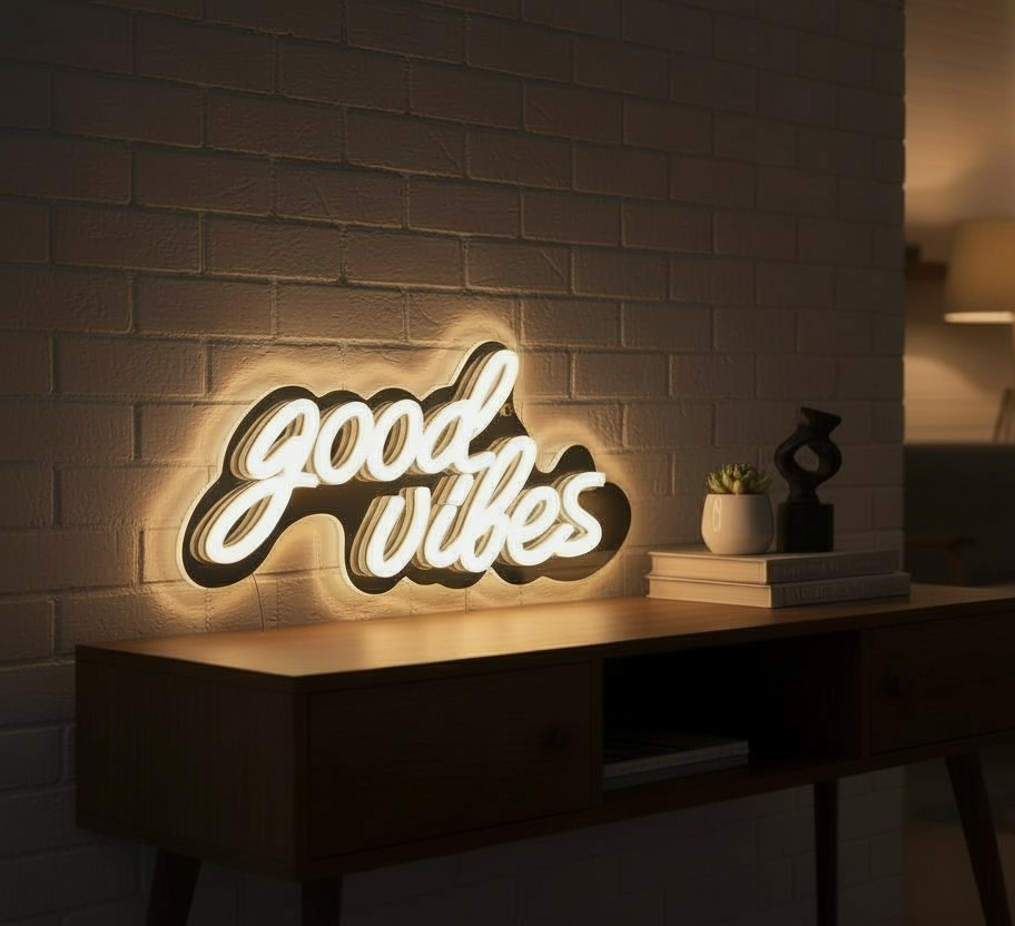 INSEGNA LUMINOSA “GOOD VIBES” – LED DECORATIVA