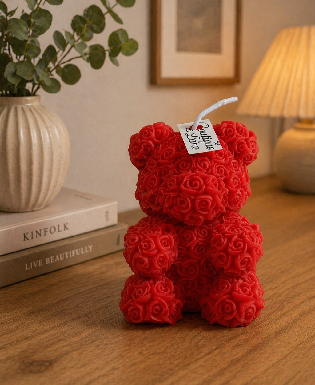 CANDELA ORSETTO DI ROSE ROSSO