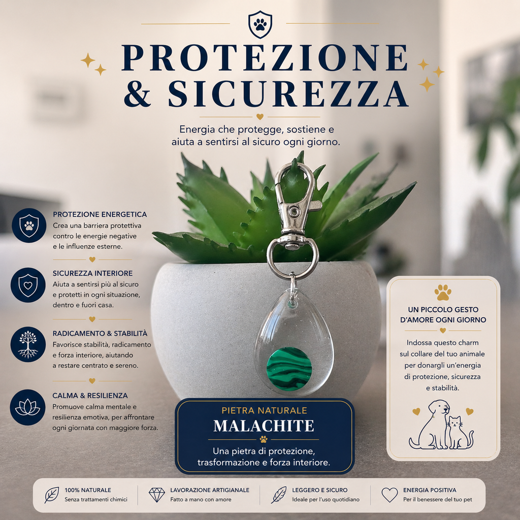 Charm - protezione e sicurezza - malachite