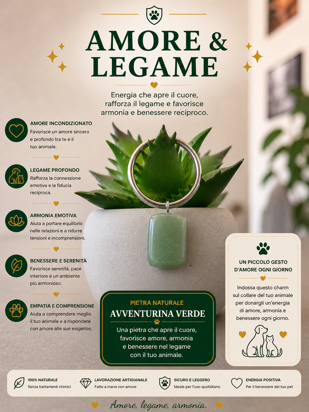 Charm - amore e legame - avventurina verde