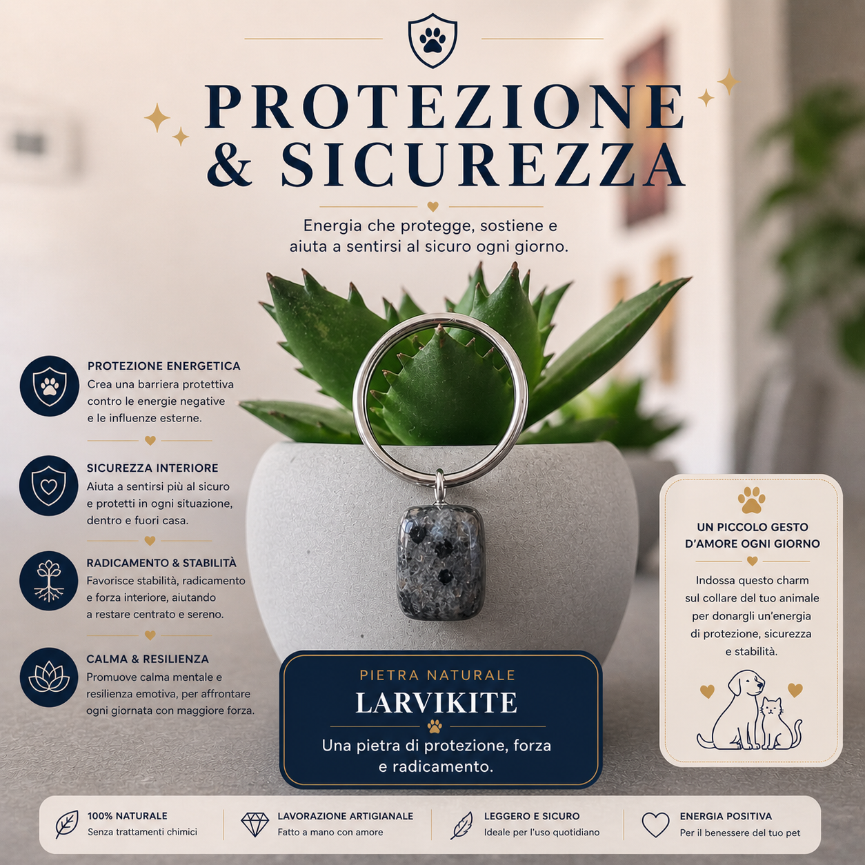 Charm - protezione e sicurezza - Larvikite