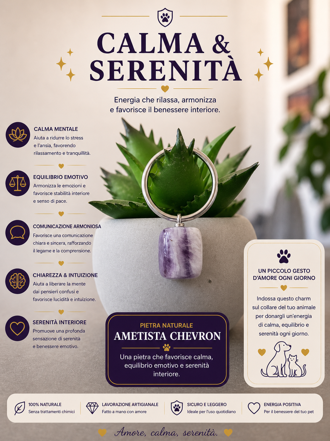 Charm - calma e serenità - ametista chevron